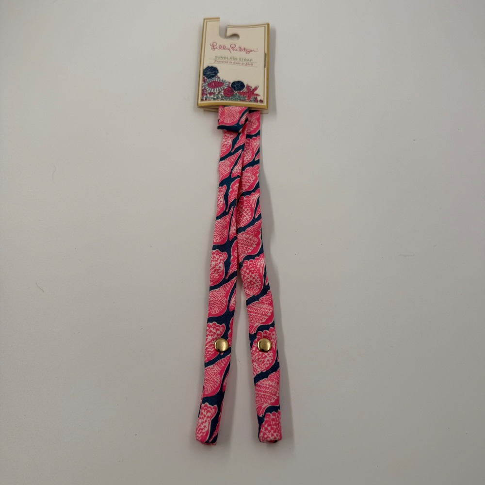 Lilly Pulitzer Sunglass Strap Cute As A Shell Pink Navy Cotton Eyewear Retainer